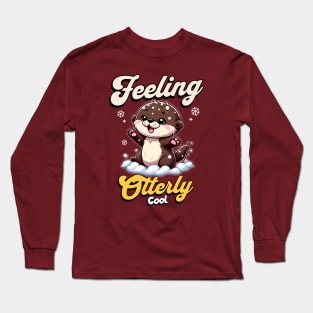 Feeling Otterly Cool - Baby Otter Playing in Snow Long Sleeve T-Shirt